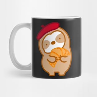 Cute Parisian Croissant Sloth Mug